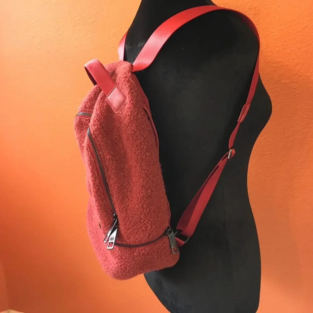 Lululemon City Adventurer Mini Sherpa Backpack Magma Burnt Orange 10L Fleece EUC